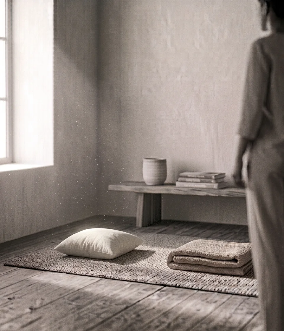 Quiet atmosphere of a breathwork session