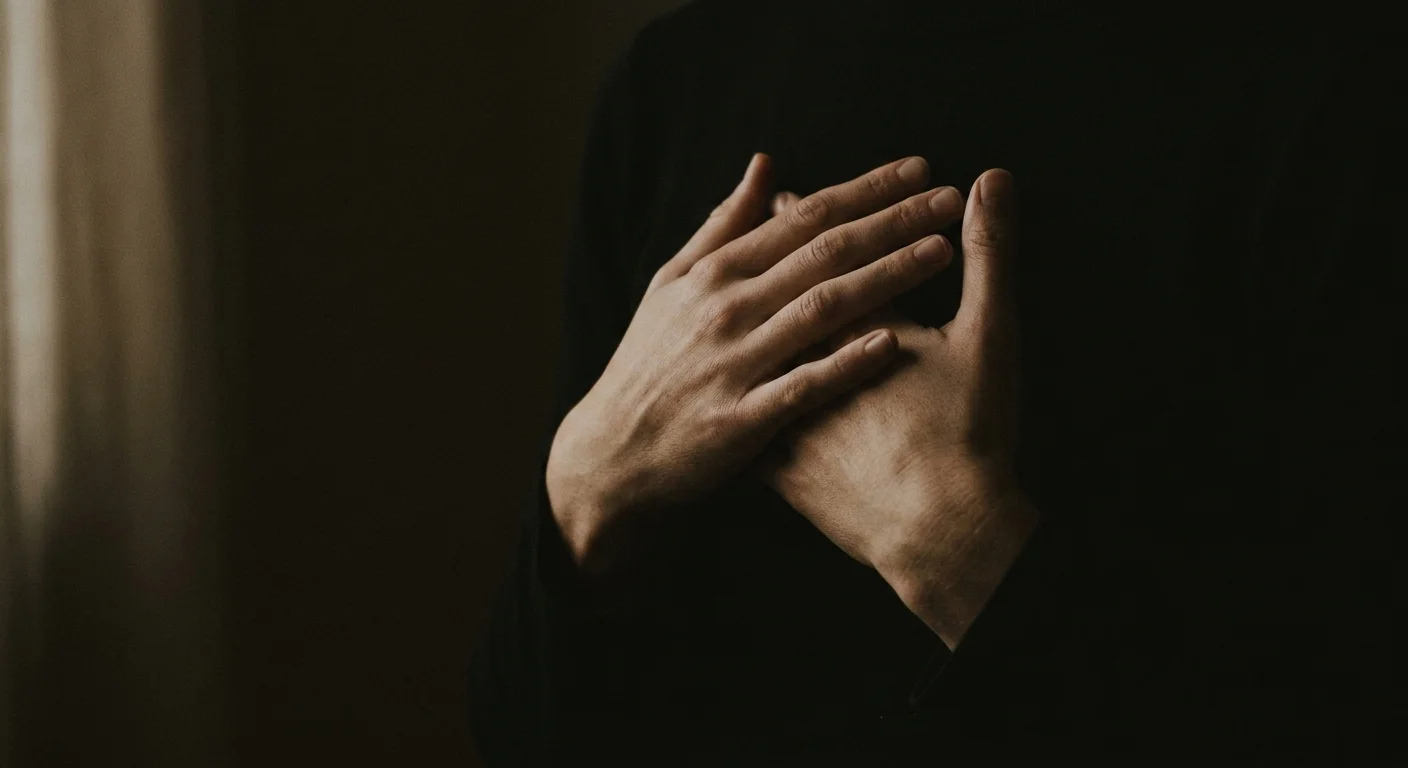 Breathwork — hands resting at the chest